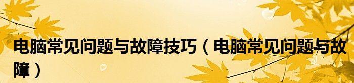 电脑常见问题与故障大盘点（解决电脑常见问题与故障的有效方法）